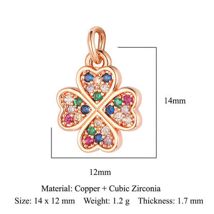 Sunflower Rose Clover Copper Zircon Pendant