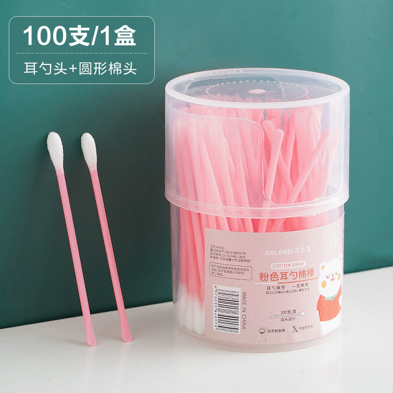 100 Pieces Dual-Use Ear Scoop Cotton Swabs