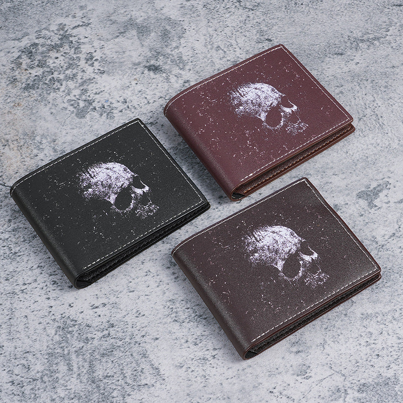 Vintage skull print men's and women's wallets