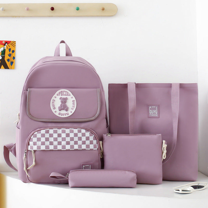 Schoolbag, four-piece backpack