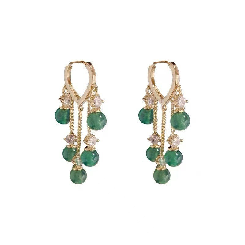 Emerald stud earrings love ear buckles new