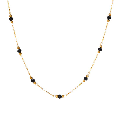 Glass Emerald Bead Divided Black Necklace