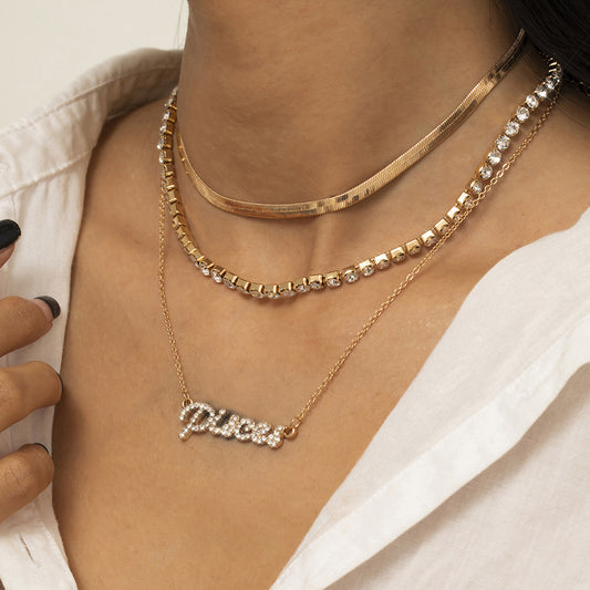 Personalized diamond-encrusted letter pendant necklace