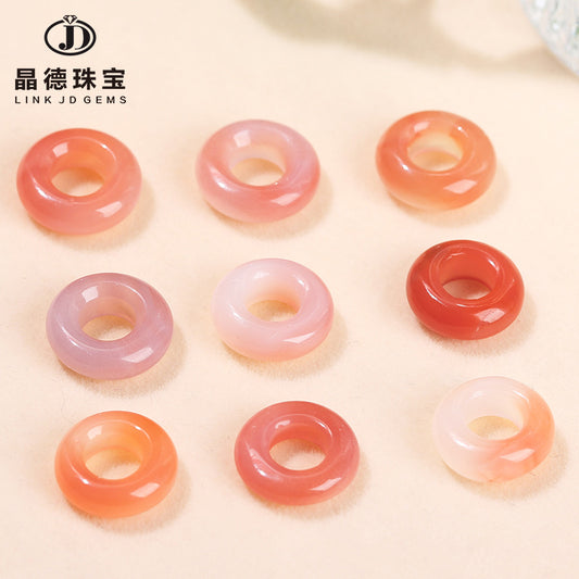 15Mm crimson salt source agate running ring safety buckle pendant