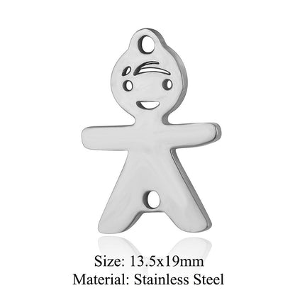 5Pcs/Pack Boy Girl Titanium Steel Pendant Family DIY