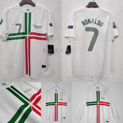 12 Euro Portugal Ronaldo Figo White Away Long Short Sleeve