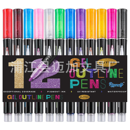 Double Line Contour Pen Metal 36 Color Set Marker Pen