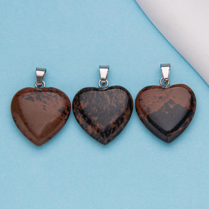 Natural stone peach heart shaped crystal agate pendant