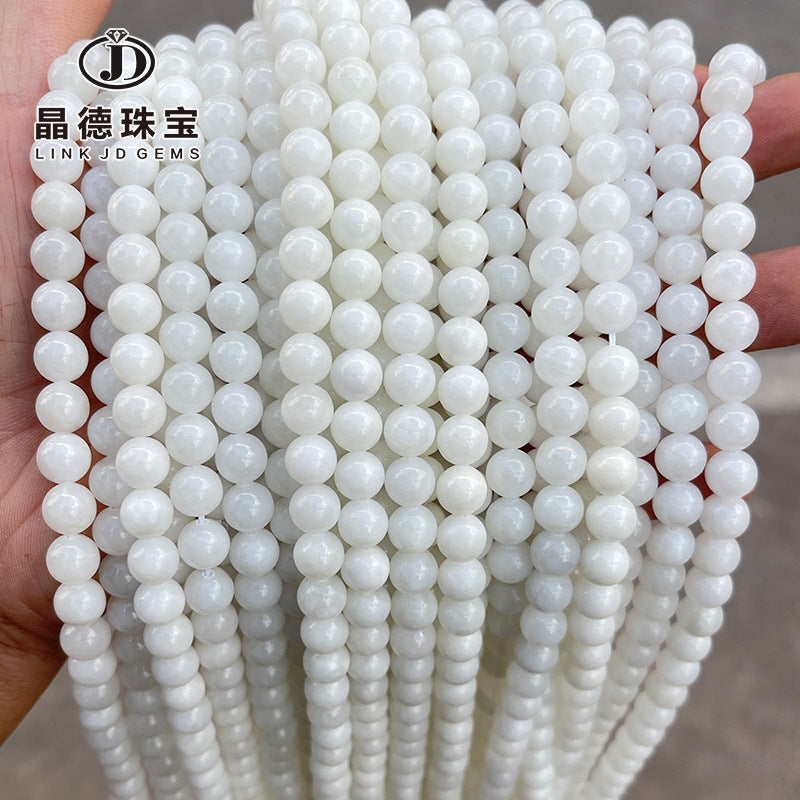 Xinjiang Hetian suet white jade loose beads