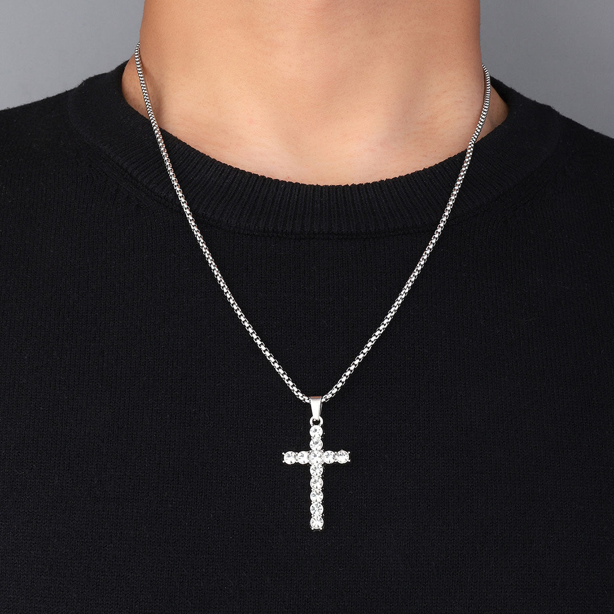 Cross titanium steel men's pendant necklace ins