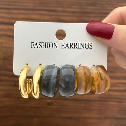 Acetate earrings set of 3 pairs