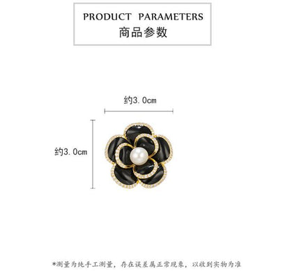 Black Pearl Camellia Brooch