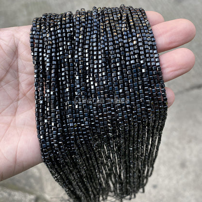 2Mm natural black pointed crystal cut sugar loose beads