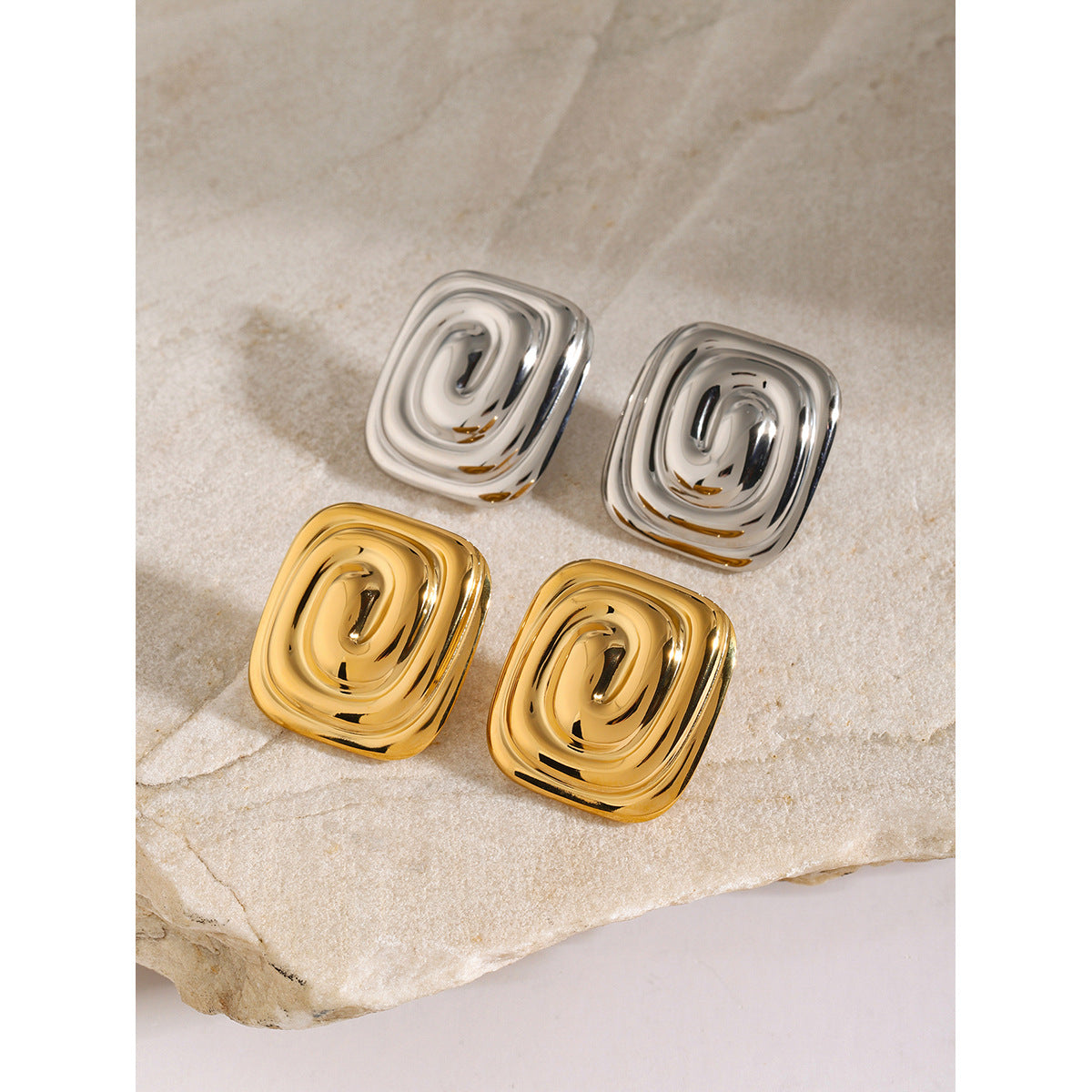 Rectangular spiral swirl earrings