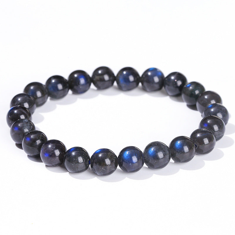 7A natural black body strong blue light elongated stone bracelet