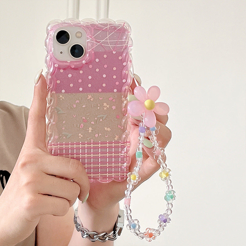 iPhone 14 Twist Patchwork Floral Apple XR Lace Pink Heart