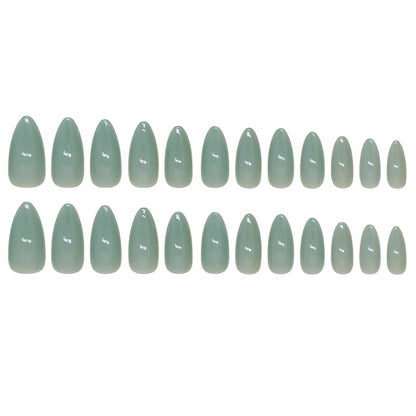 Jade Green Almond Detachable Fake Nails