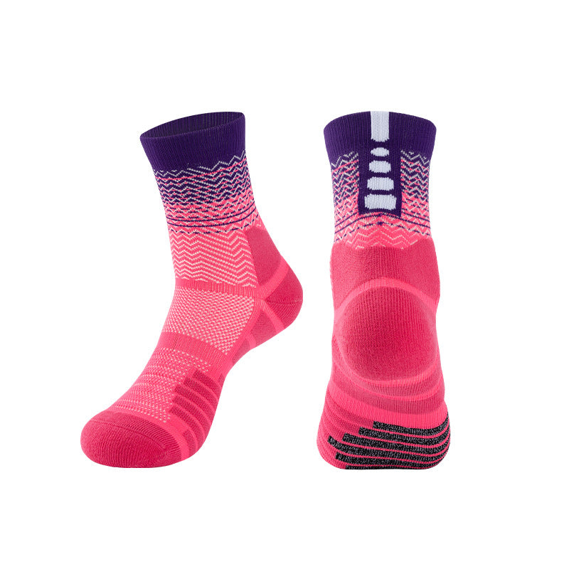 Mid-Length Basketball Socks Thick Gradient Color