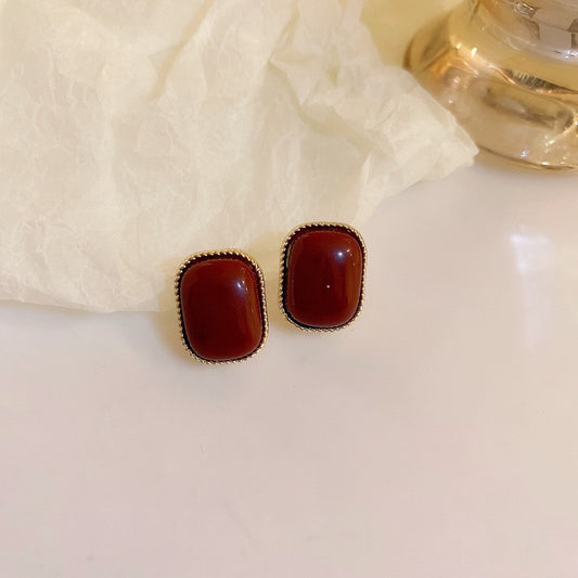 Fashion light luxury red earrings