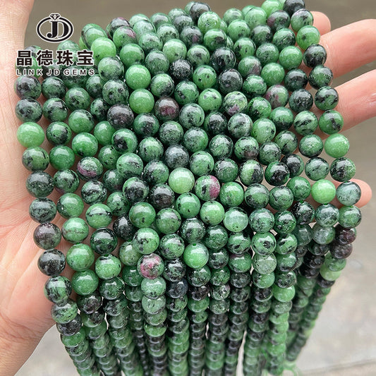 Natural red and green treasure round beads loose beads