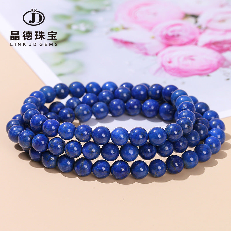 6A natural Afghan lapis lazuli three-circle bracelet.