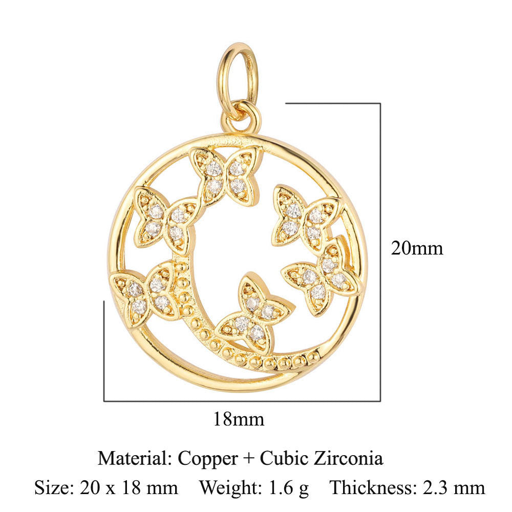 Copper zircon pendant butterfly dragonfly dolphin