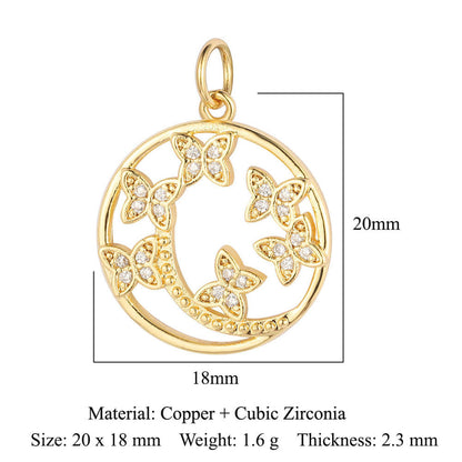 Copper zircon pendant butterfly dragonfly dolphin