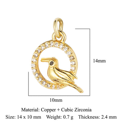 Hummingbird cat snake copper zircon necklace bracelet pendant