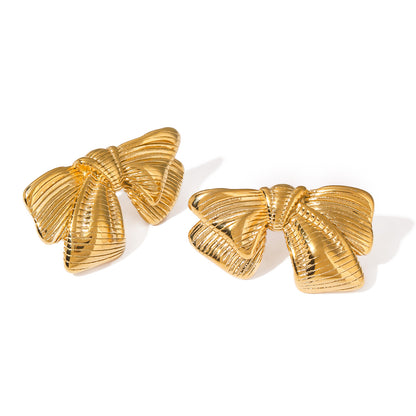 Brushed Stripe Bow Earrings