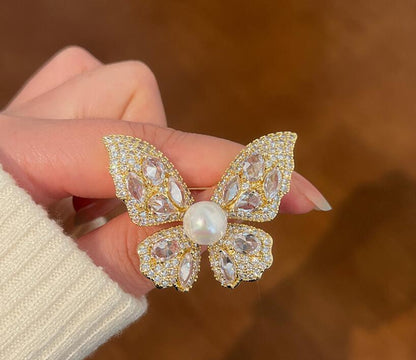 Butterfly full diamond brooch woman