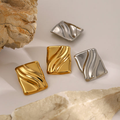 earrings pleated square wave