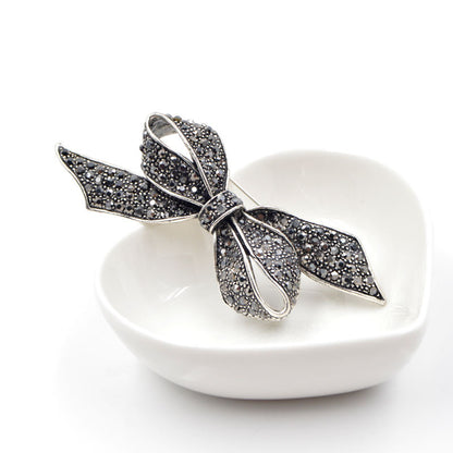 Black Bow Brooch with Diamonds