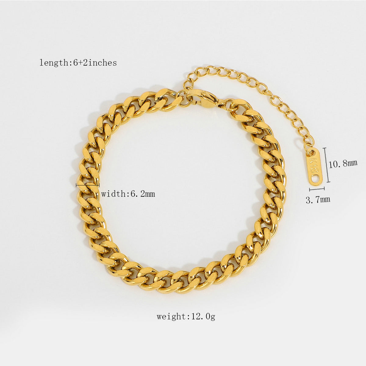 6mm Cuban chain ladies bracelet