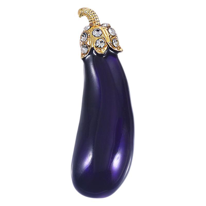 Purple dripping eggplant brooch