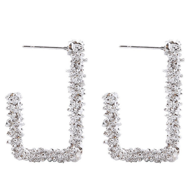 Metal letter L-shaped irregular stud earrings