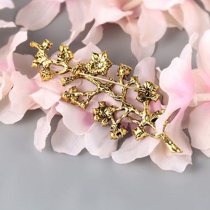 Flower branch brooch zinc alloy