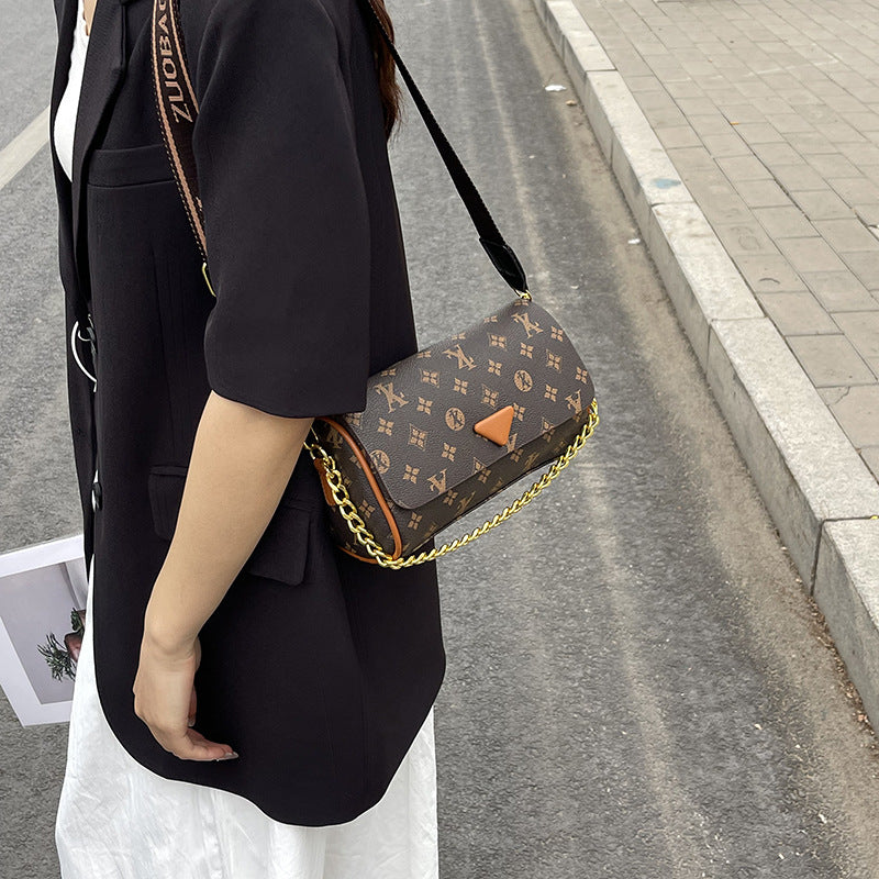 Printed small round bag chain shoulder messenger bag