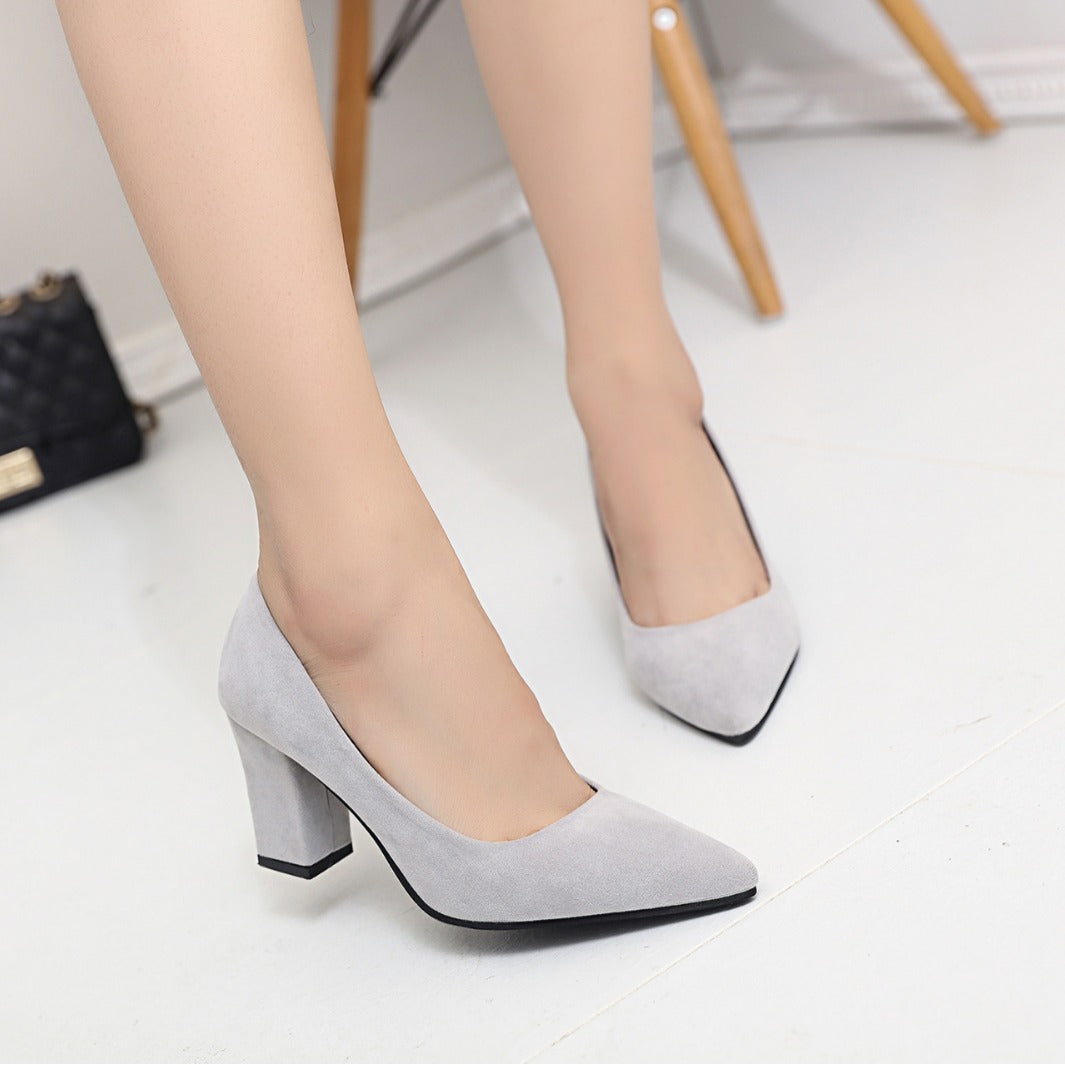 Solid color light mouth PU women's shoes