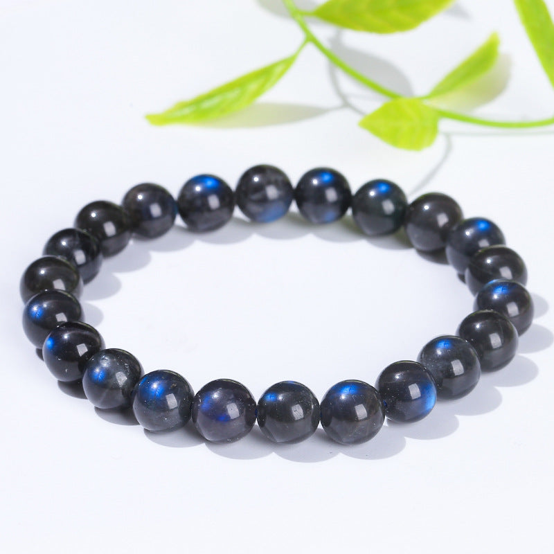 7A natural black body strong blue light elongated stone bracelet