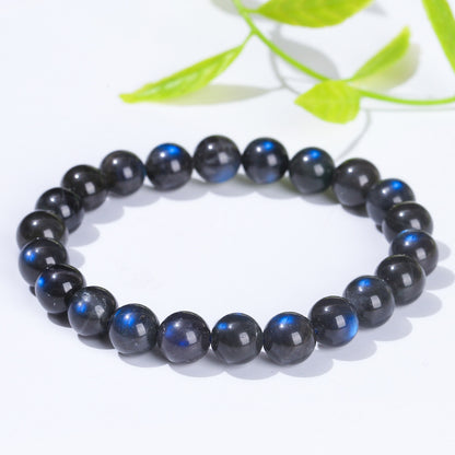 7A natural black body strong blue light elongated stone bracelet