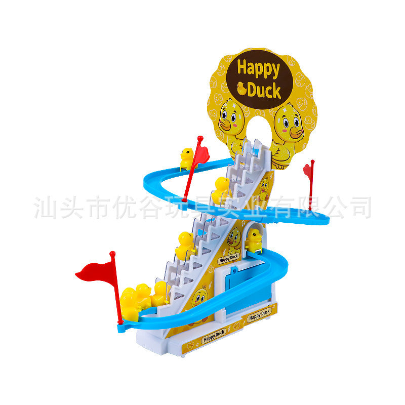 Duck Climbing Stairs Electric Track with Lights and Music Educational Toy