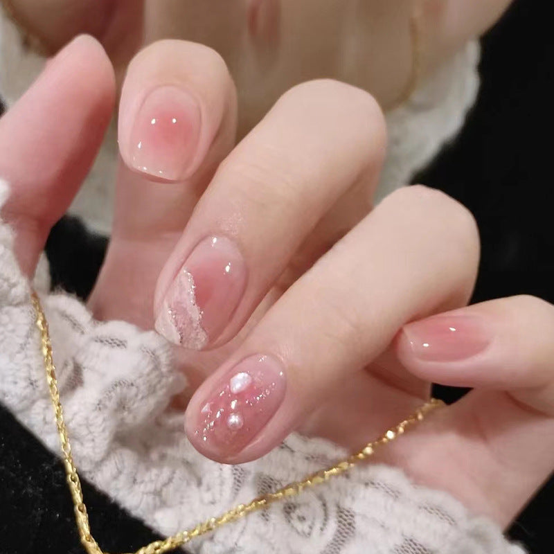 Short Transparent Pink Wearable Nail