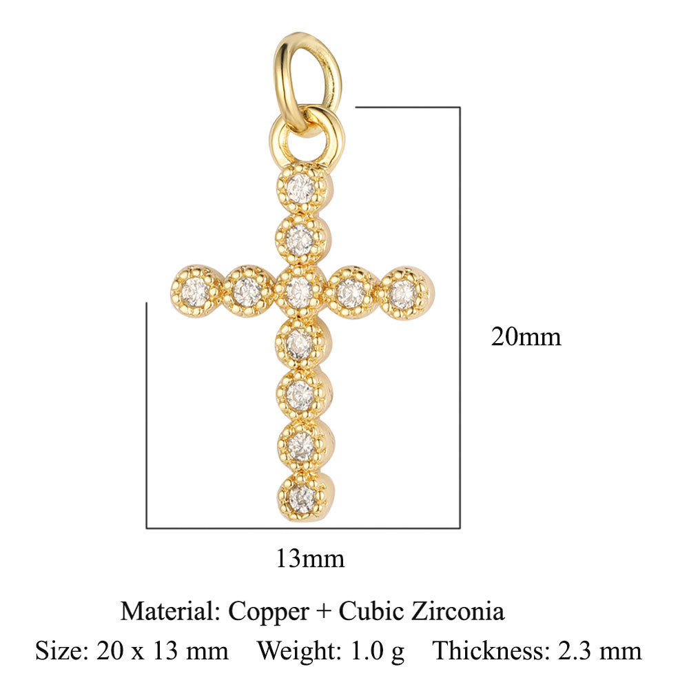 Cross Star Moon Copper Zircon Pendant