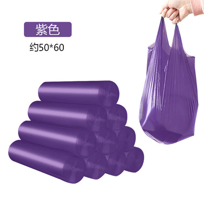 Thickened automatic closure drawstring garbage bag