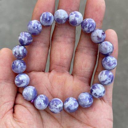 7A Natural Milk Cover Purple Jade Crystal Bracelet