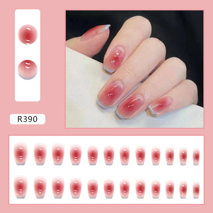 Wearable Blush Short Removable Nail Stickers