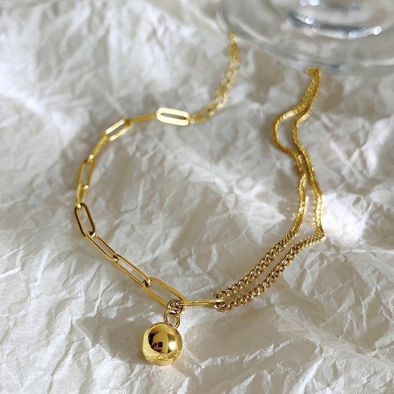 Splicing chain Gold ball titanium steel anklet