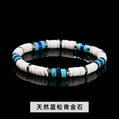 Pulsera de cuentas de concha blanca natural 