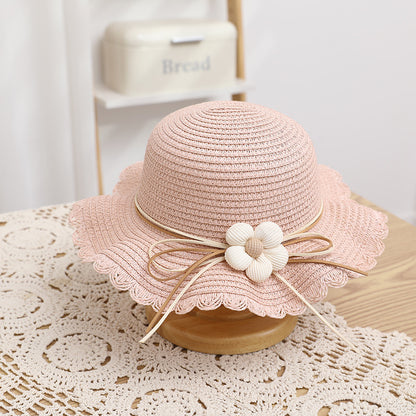 Kids Hat Girls' Summer Fisherman Straw Bag Set Stylish Cute Floral Sun