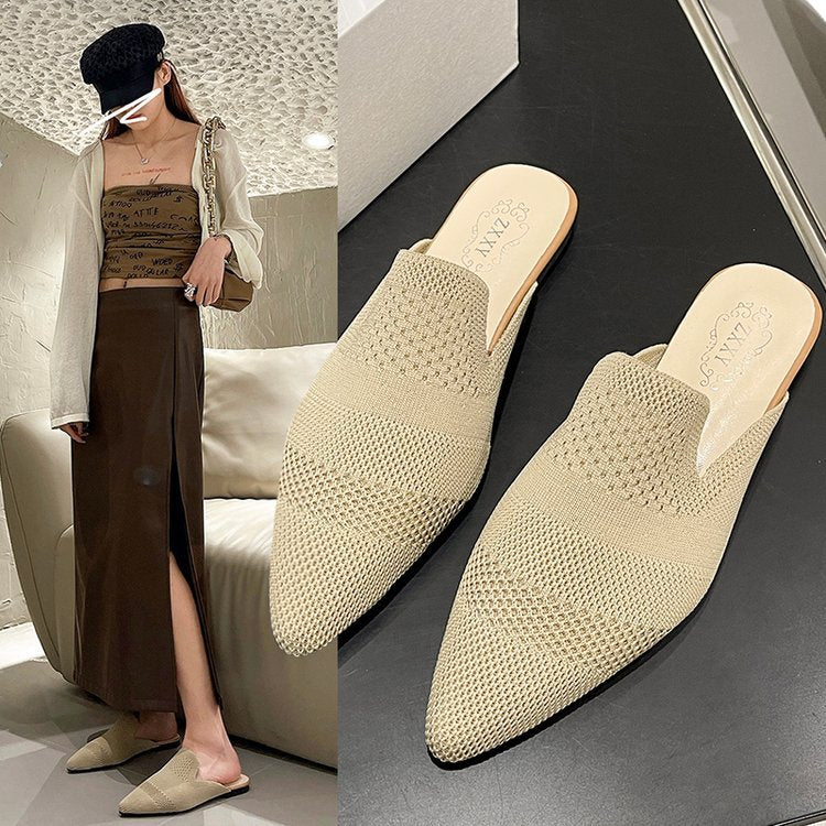 Flying woven pointed slippers